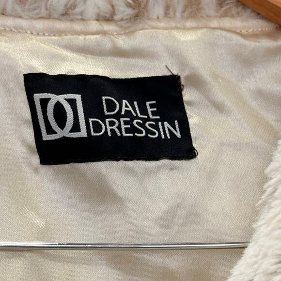 Dale Dressin Ruffle Open Front Faux Fur Coat Cream Small Statement Old Hollywood - Picture 4 of 6